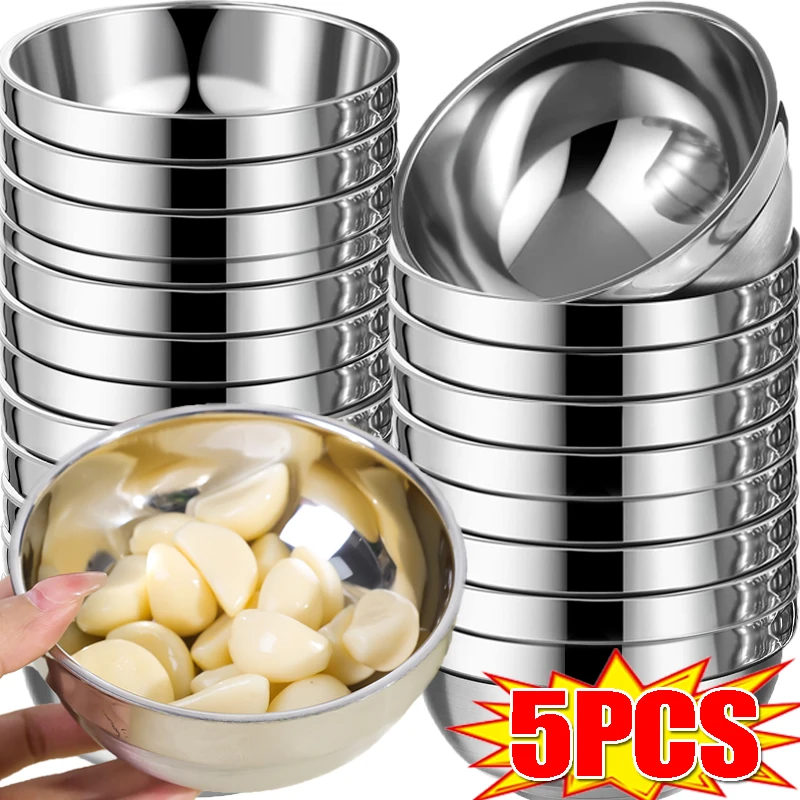 

5/1PCS 304 Stainless Steel Bowl Double-layer Soup Rice Bowls Anti ScaldING Bowls Large Food Container Noodle Kitchen Tableware