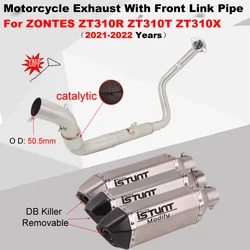 For ZONTES ZT310R 310R ZT310T ZT310X ZT310 T X 2020 2021 Motorcycle Exhaust Escape Front Link Pipe 51mm Moto Muffler DB Killer