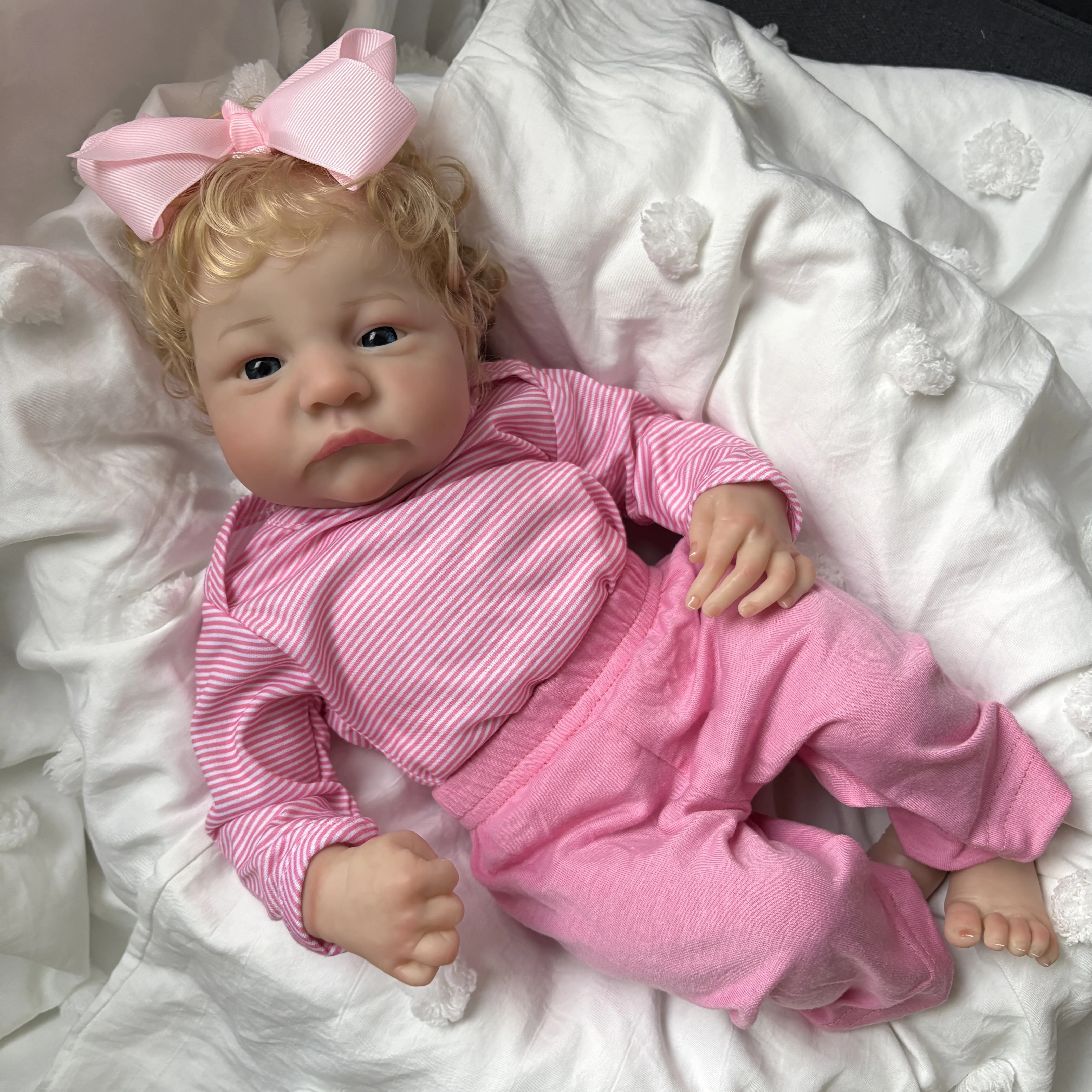 NPK 17''Multiple Layers Painting 3D Skin with Visible Veins Lifelike Cuddly Baby Reborn Levi Soft Touch Dolls Gift for Children