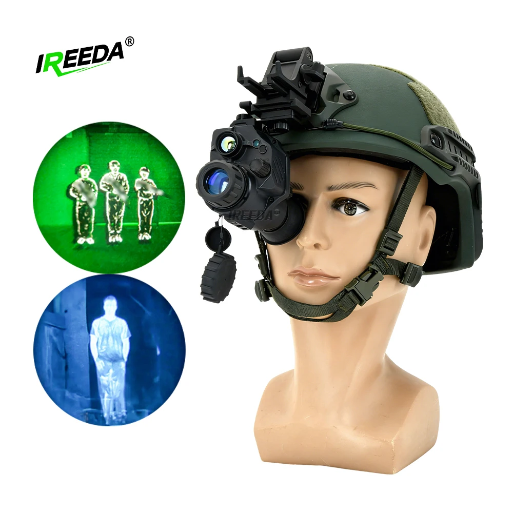 F-PVS14 Night Vision Thermal Monocular Combine IIT Image Intensifier Tube and Head-mounted Clip-on Fusion Thermal Device