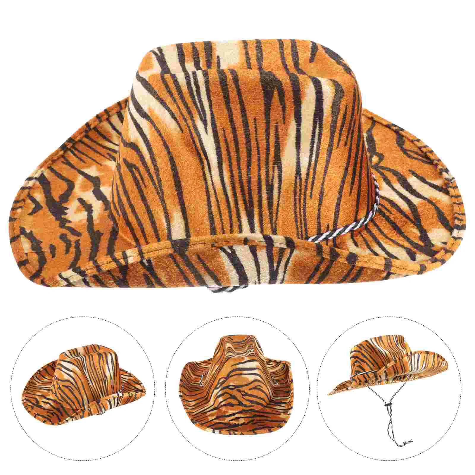 Tiger Cowboy Cowgirl Leopard Hat Cosplay Unisex Cowgirl Outfits Dress up for Women Clothes Printed Halloween