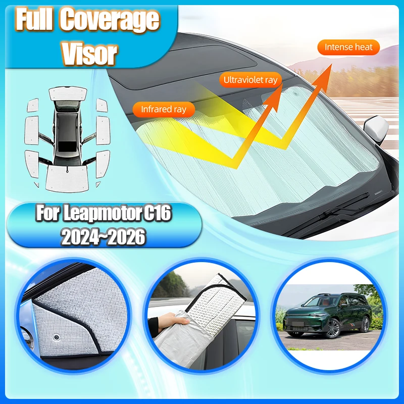 

For Leapmotor C16 Accessories 2024 2025 2026 Car Front Rear Side Sunscreen Windshields Protect Privacy Anti-UV Car Accessories
