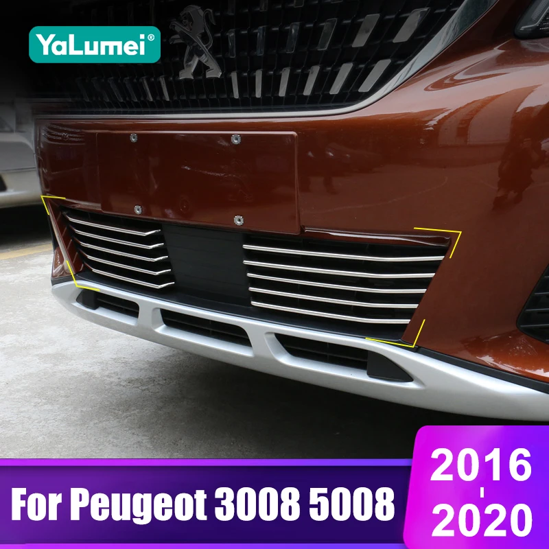 

For Peugeot 3008 5008 GT 2016 2017 2018 2019 2020 Hybrid Car Racing Grills Front Grille Trim Strips Cover Accessories