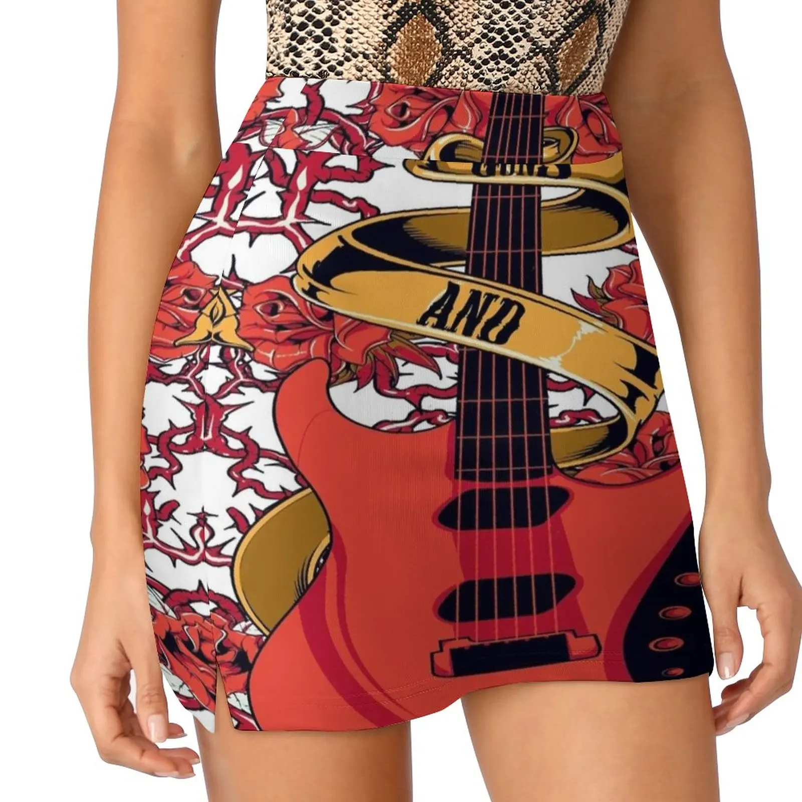 Guns And Roses Skirts Woman Fashion 2022 Pant Skirt Mini Skirts Office Short Skirt Guns And Roses Guitar Guitars Instrument