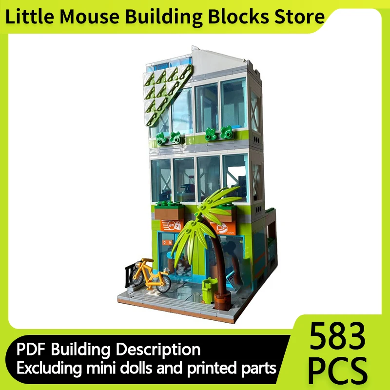 

City Street View Model MOC Building Bricks City Apartments 3 Storey Modular Technology Gifts Holiday Assemble Children Toys Suit