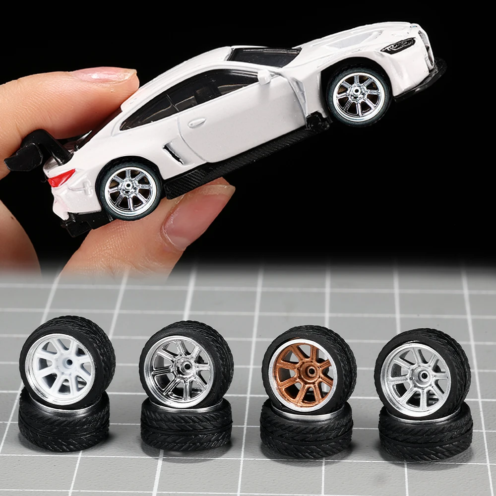 1/64 Modellauto-Räder 4er-Set - 11mm Durchmesser ABS-Gummireifen mit Bremsscheibe - Upgrade-Teile für Tomica Diecast-Fahrzeuge – Detail 39