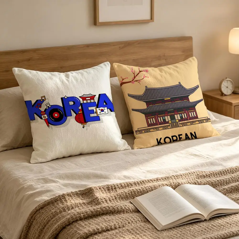 South Korea Culture Series Cushion Cover Throw Pillow Cover Decorative Cushion Case for Home Sofa Bed Outdoor Decor