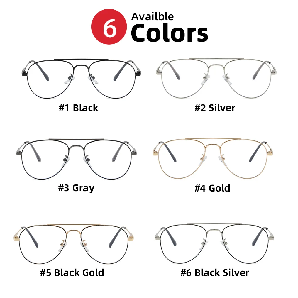 Piloten-Brille mit Blaulichtfilter, Metallgestell, Computerbrille für Männer, Retro-Luftfahrt-Stil, Anti-Strahlen-Schutz, Doppelbrücken-Gaming-Brille für Frauen – Detail 10