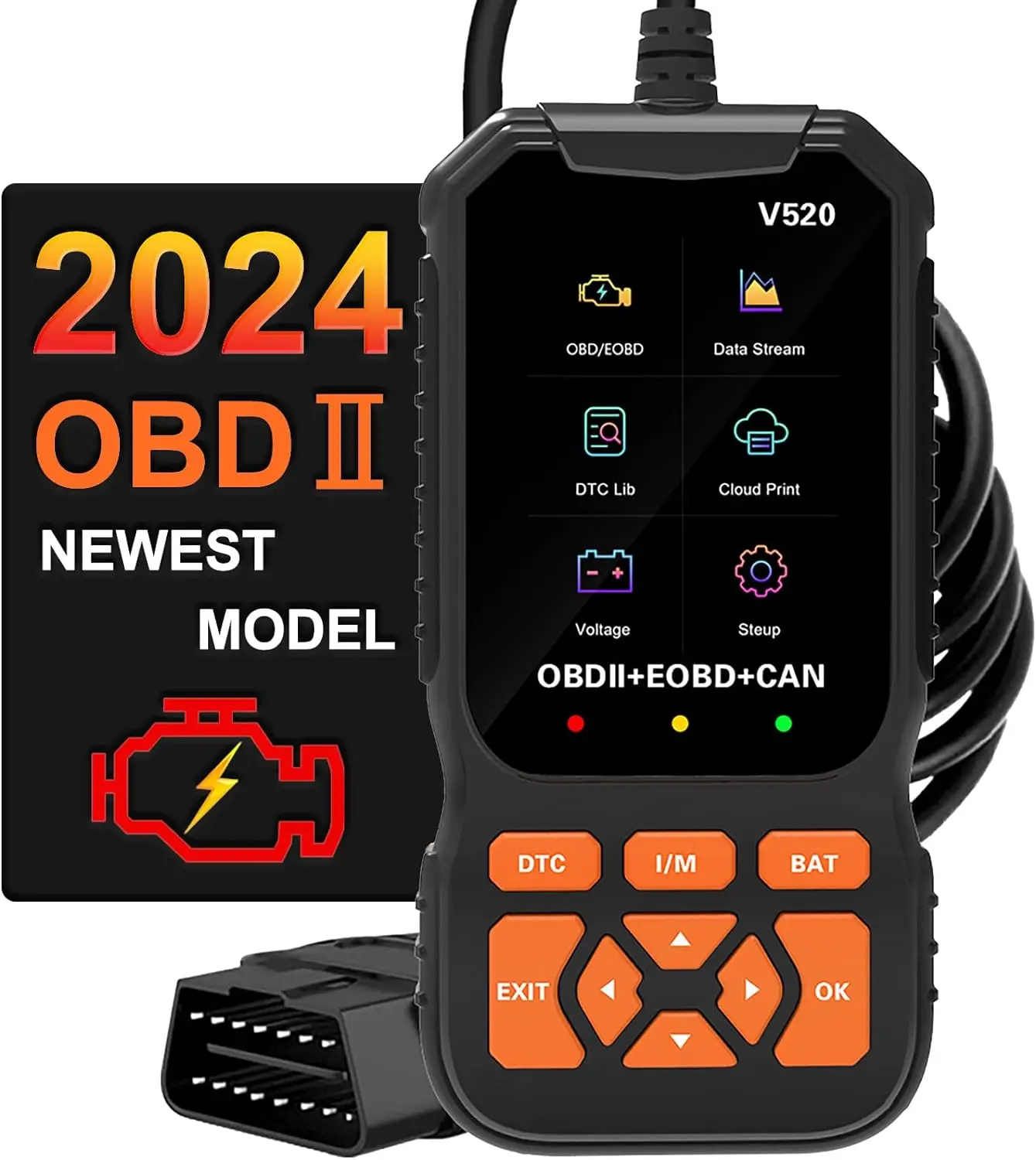 

2024 Professional OBD2 Scanner Diagnostic Tool Check Trouble Engine Light Car Engine Trouble Code Tester