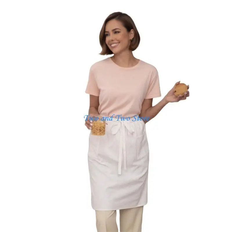 HX6F Practical Long White Kitchen Smock Highlighting Utility Pouches And Ventilated Fabric