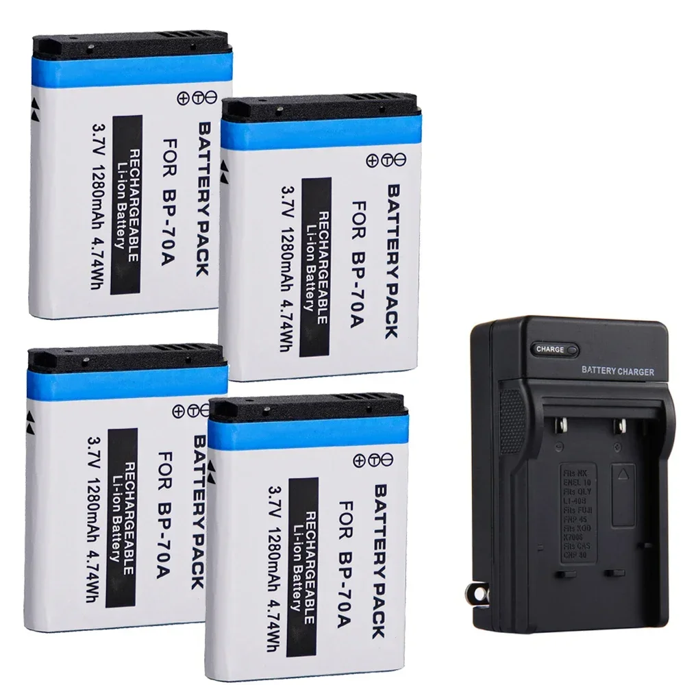 3.7V 1280mAH BP-70A Battery Suitable for Samsung Cameras ES65 ES70 ES75 ES80 PL80 PL90 PL110 PL20 PL120 PL170