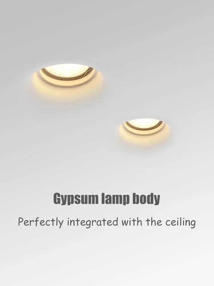 Recessed Downlight Gu10 Frameless Ceiling Gypsum Spotlight Indoor Home Living Room Bedroom Dining Room Aisle Round Spot Lighting