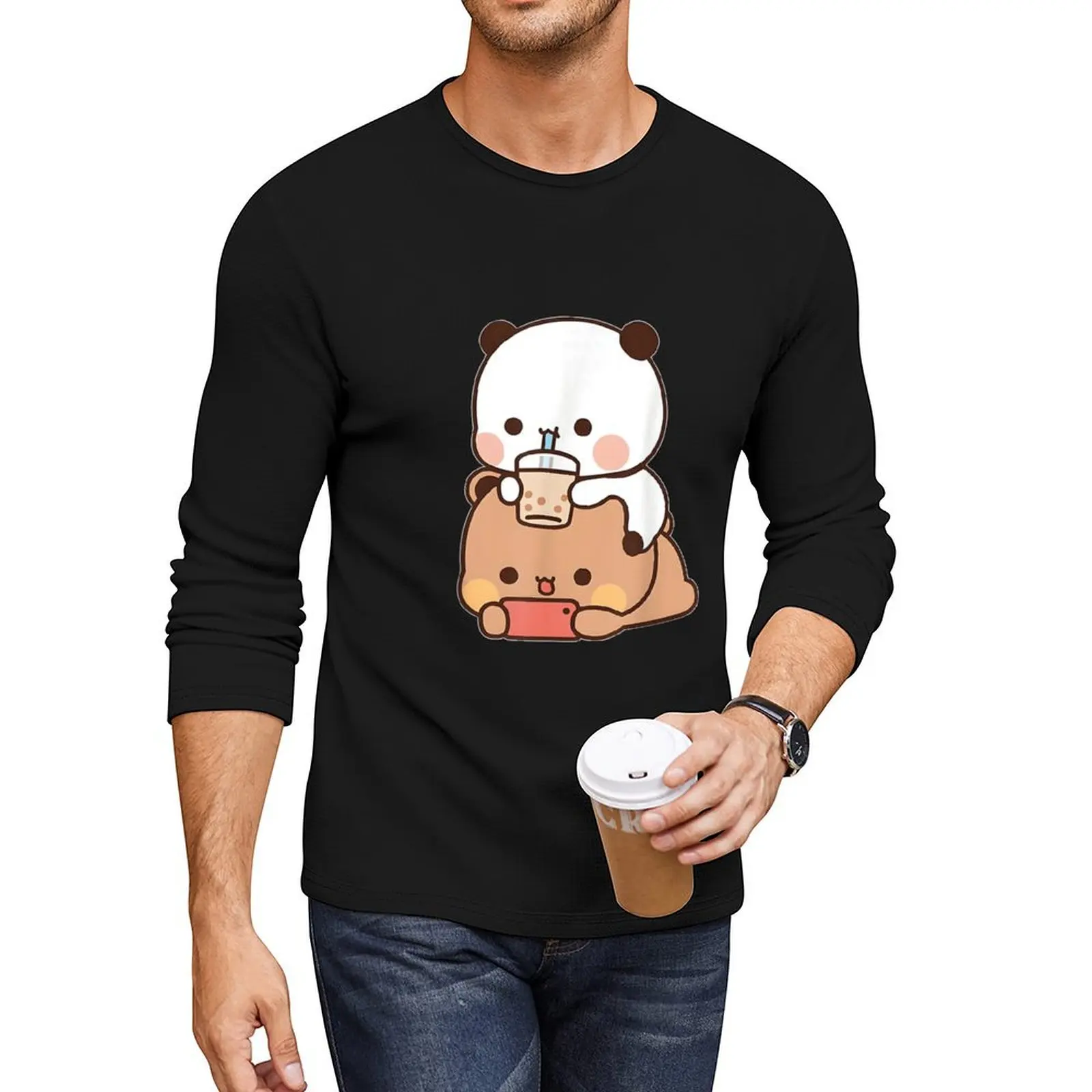 

DuDu Bear and BuBu Panda enjoying time together Long T-Shirt custom t shirt hippie clothes black t shirts for men