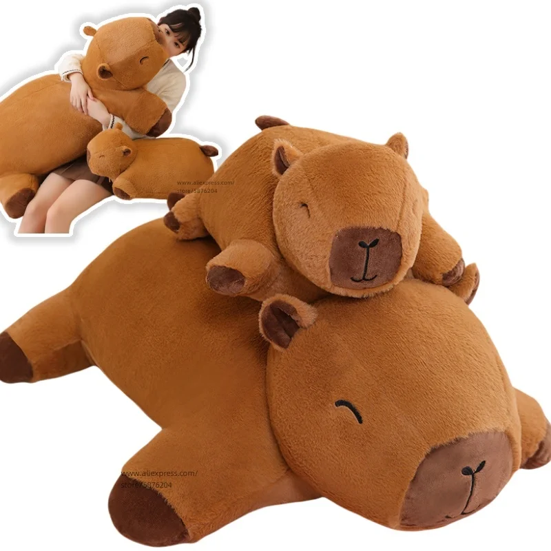 Huge Big Capybara Plush Mat Stuffed Giant Capibara Floor Lazy Sofa Cushion Riding Horse for Kids Birthday DecorativeDecor Toys