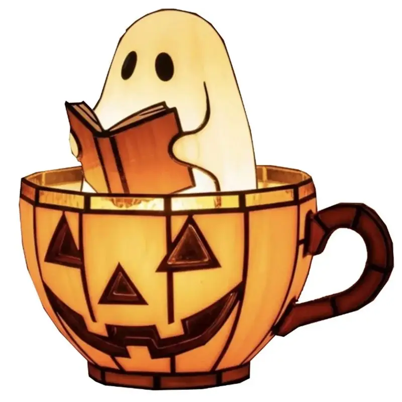 Adorable Halloween Ghost Light Led Resin Pumpking Light For Book Lamp Display Reading Night Light 2025 For Book Lover