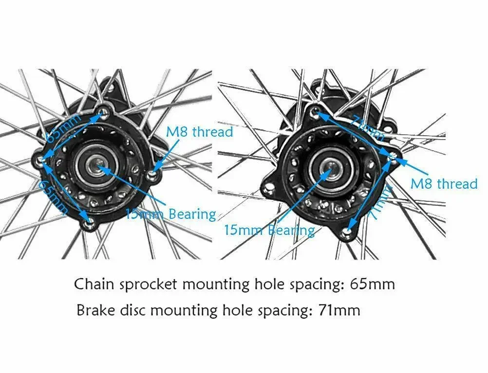 TDPRO 15mm 60/100-14 Front Wheel Tire Rim Or 80/100-12 Rear Wheel Tire Rim For CRF50 XR SSR110 125 Pit Bike