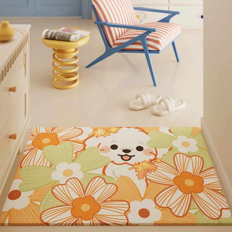 VIKAMA Colorful Rainbow Stripe Playful Area Rug Non Slip Washable Soft Doormat Entryway Kitchen Living Room Bedroom