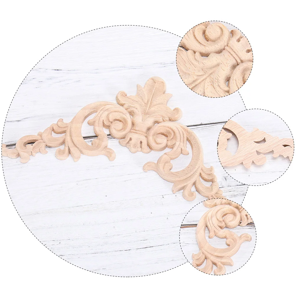 

4Pcs Wood Carved Onlay Exquisite Wooden Applique Corner Protector for Bed Door Cabinet Furniture Decoration Wood Carved Onlay