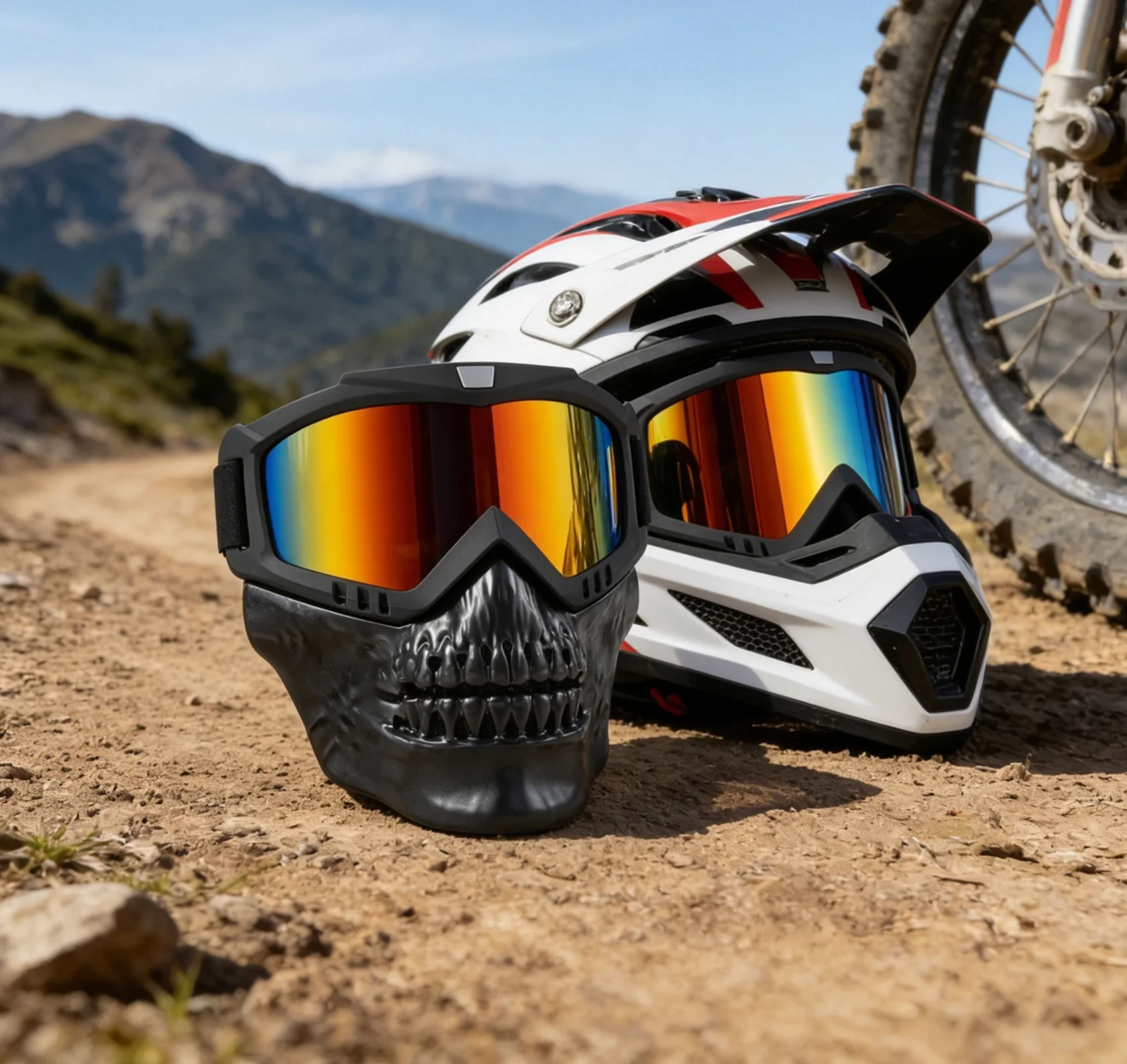 

Unisex Skull Biking Mask with Windproof Breathable Goggles, Shockproof Protective Eyewear for Motorcycle Outdoor Riding Sports
