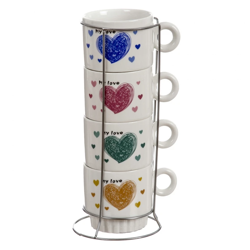 Original Cups romantic heart love stackable cups with metal support. 150cc 4001119