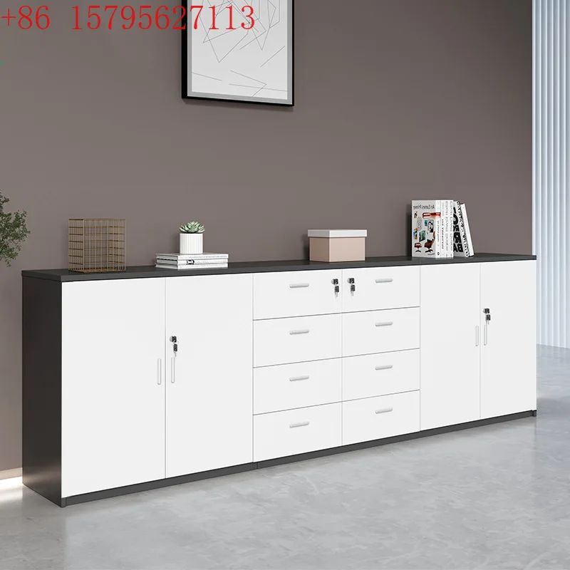 

Низкий шкаф для документов Офисный шкаф Многодверный простой современный деревянный ящик для данных Шкафчик для чая