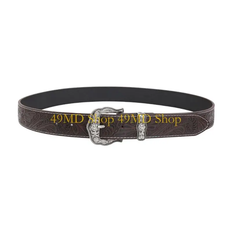 49MD Eye Catching Cowboy Themed PU Waist Belt for Casual Office Outdoor Activities