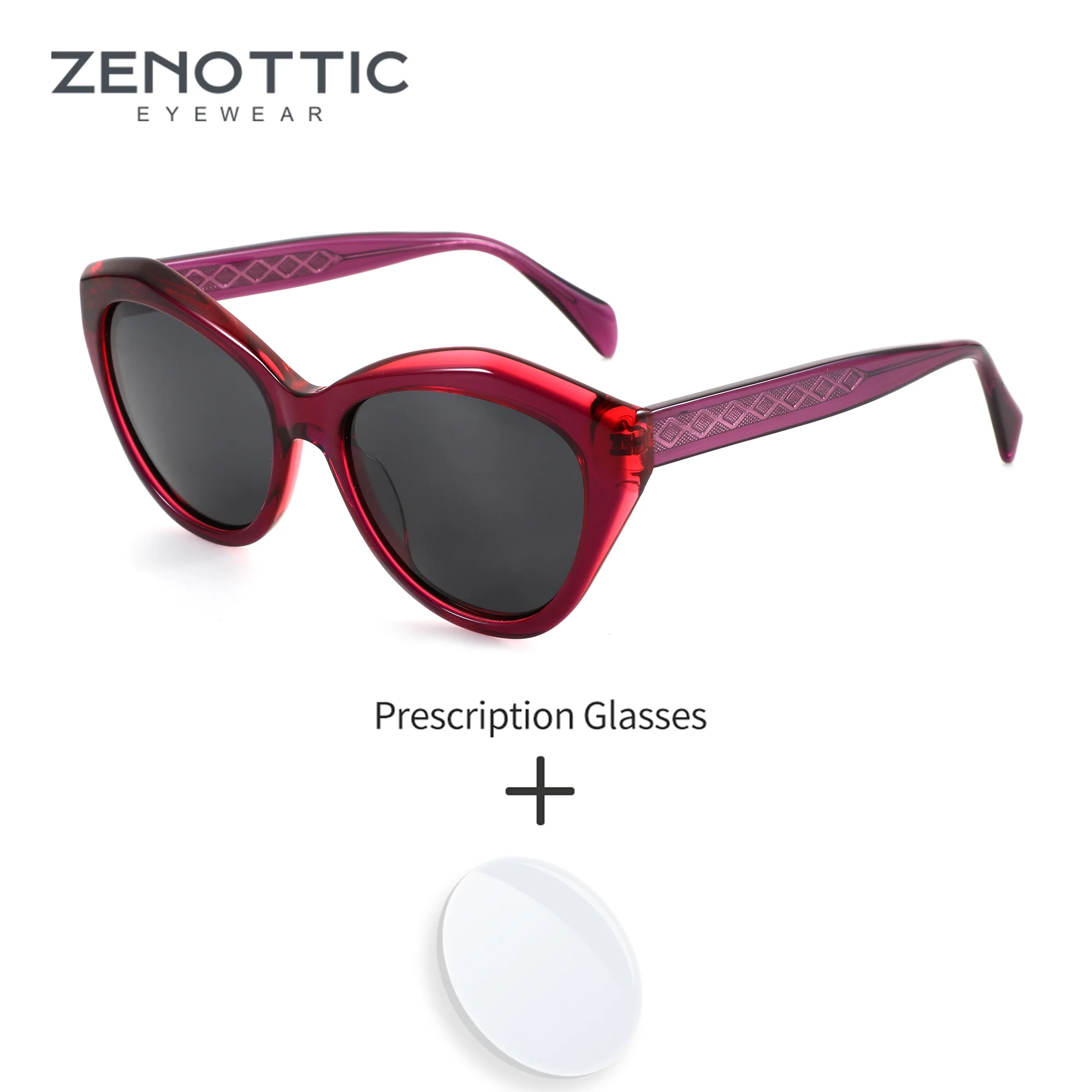 

ZENOTTIC Cat Eye Prescription Sunglasses Women Polarized Progressive Lenses Acetate Frame UV400 For Outdoor Driving
