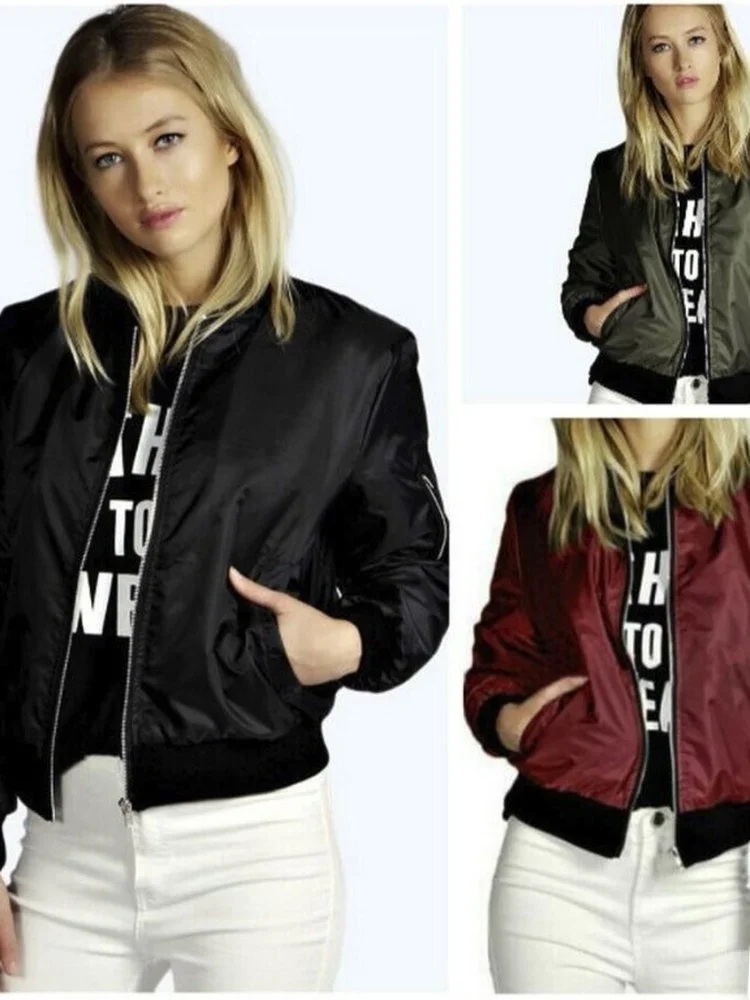 

Faionable Zipper Jaet Women's Slim Fit ort Pure Color Street Sle Outerwear Autumn Season Ladies Faion Trend