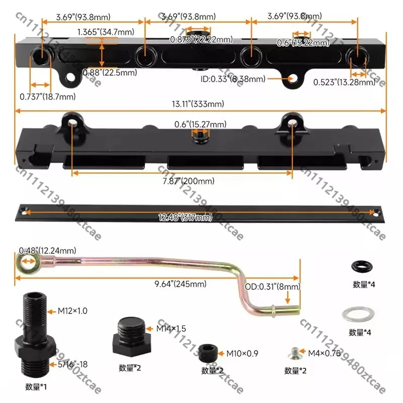 Aluminum High Flow Fuel Rail Modification Kit, Rail,  Pressure Regulator Bar, Car Engine Mod Accessories