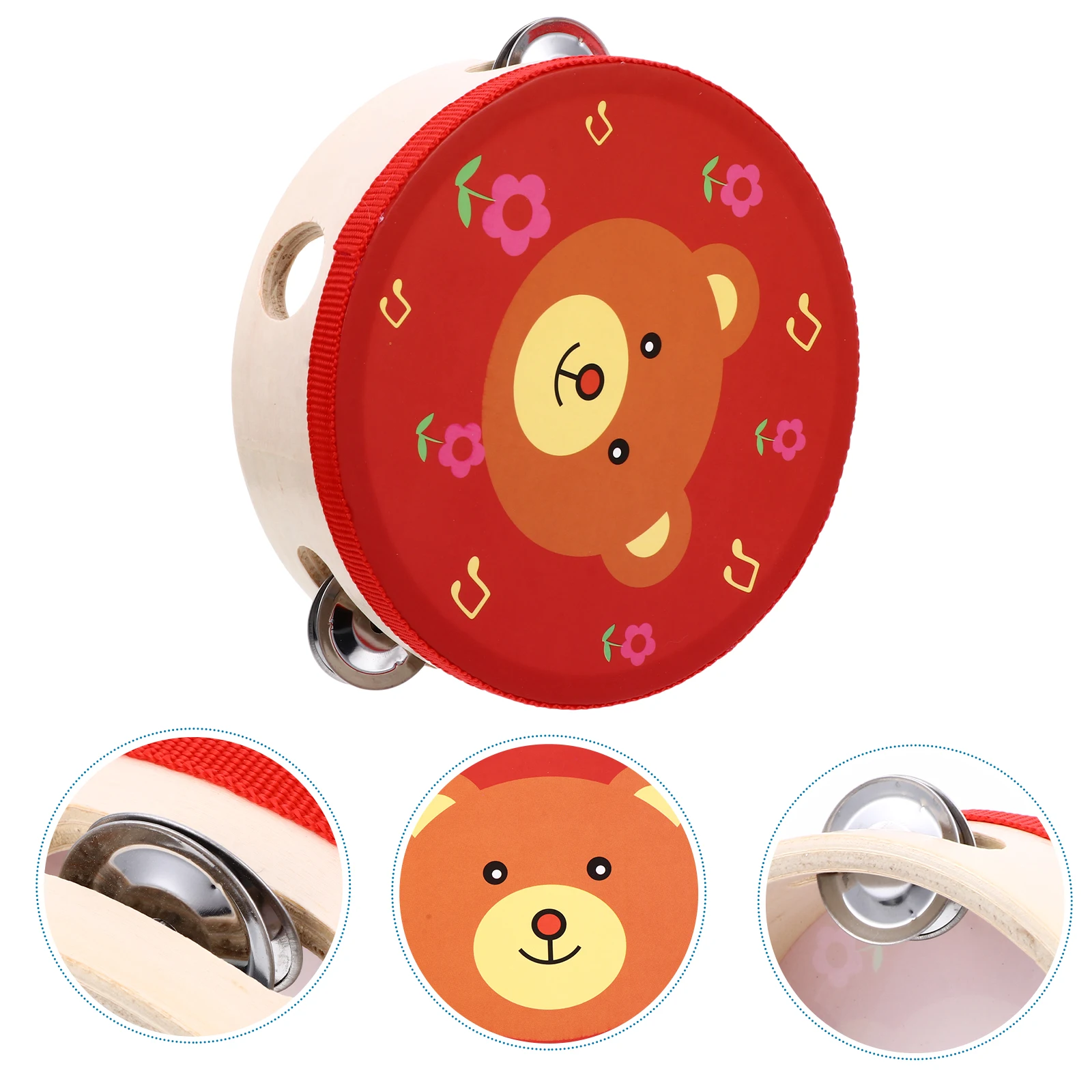 

Wood Tambourine Handheld Toy Music Kids Musical Percussion Instrument Eco Friendly Safe Baby Cartoon Wooden Child