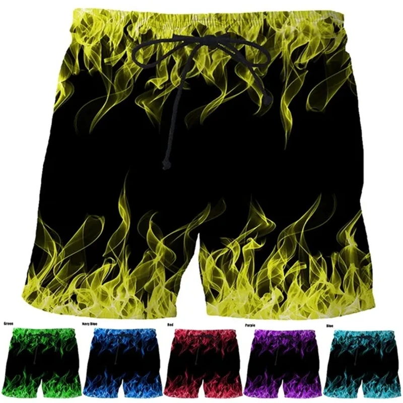 Summer New Men\'s Casual Funny Shorts 3D Digital Printing Flame Cool Sports Swimming Shorts Men Comfort Street Short Pants