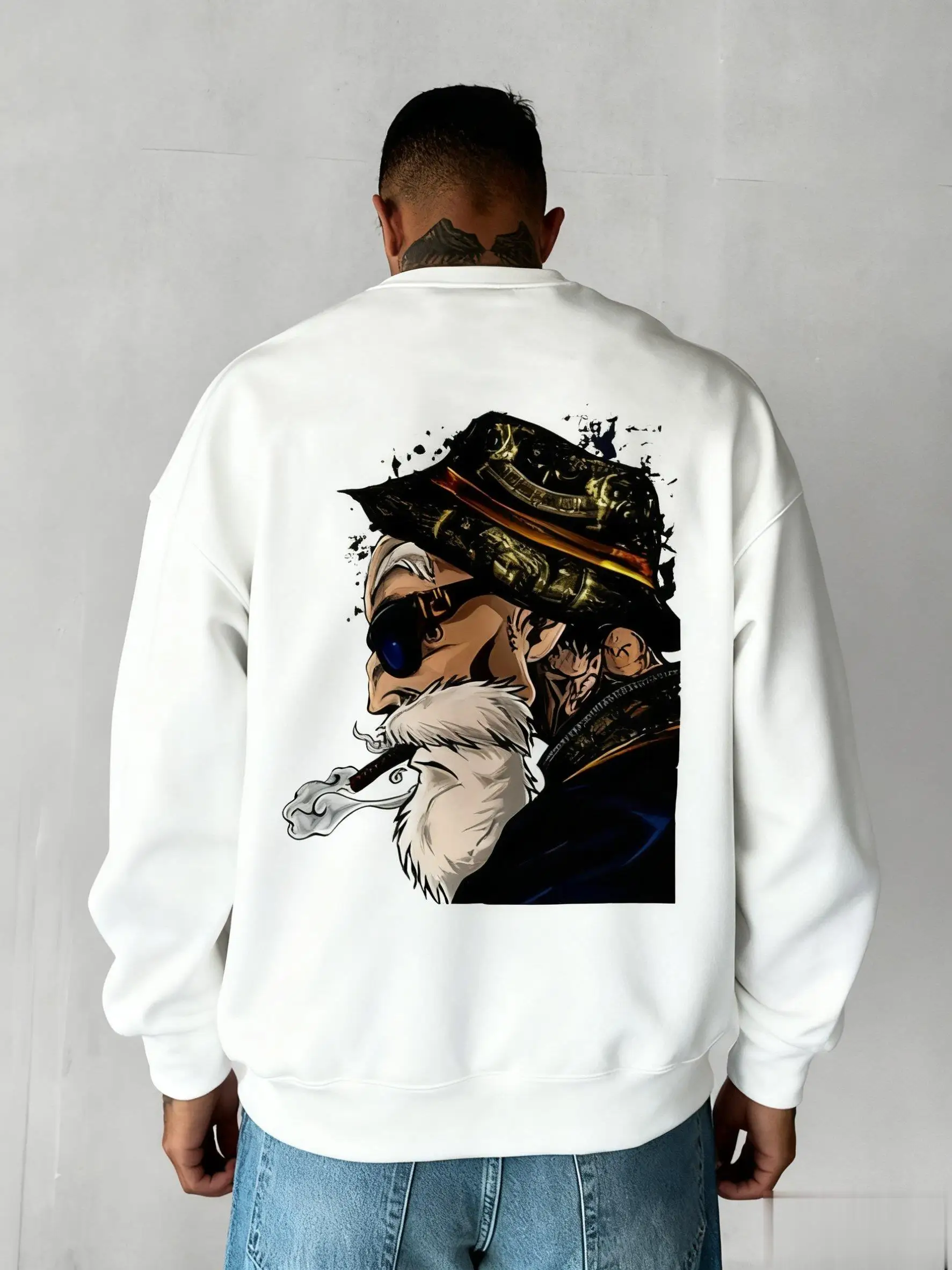 오버사이즈 드래곤볼 스웨트셔츠 남녀 공용 스트리트웨어 캐주얼 라운드넥 후드티 빈티지 애니메이션 프린트 가을 패션 탑스