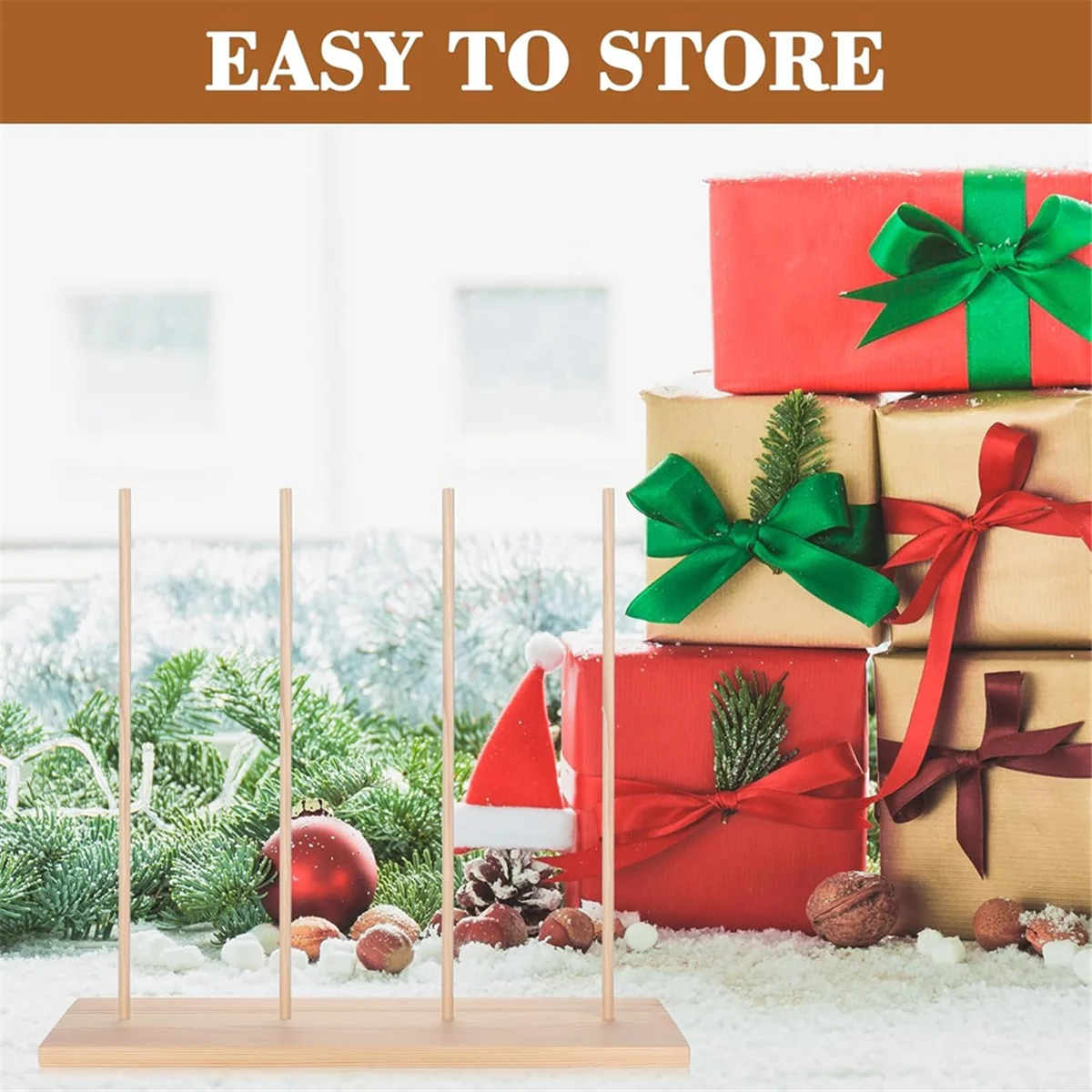 A83Z 3Pcs Holz Band Rack Organizer für Washi Band Nähgarn Handwerk Garn Verpackung Band Multi-Tier Lagerung stehen