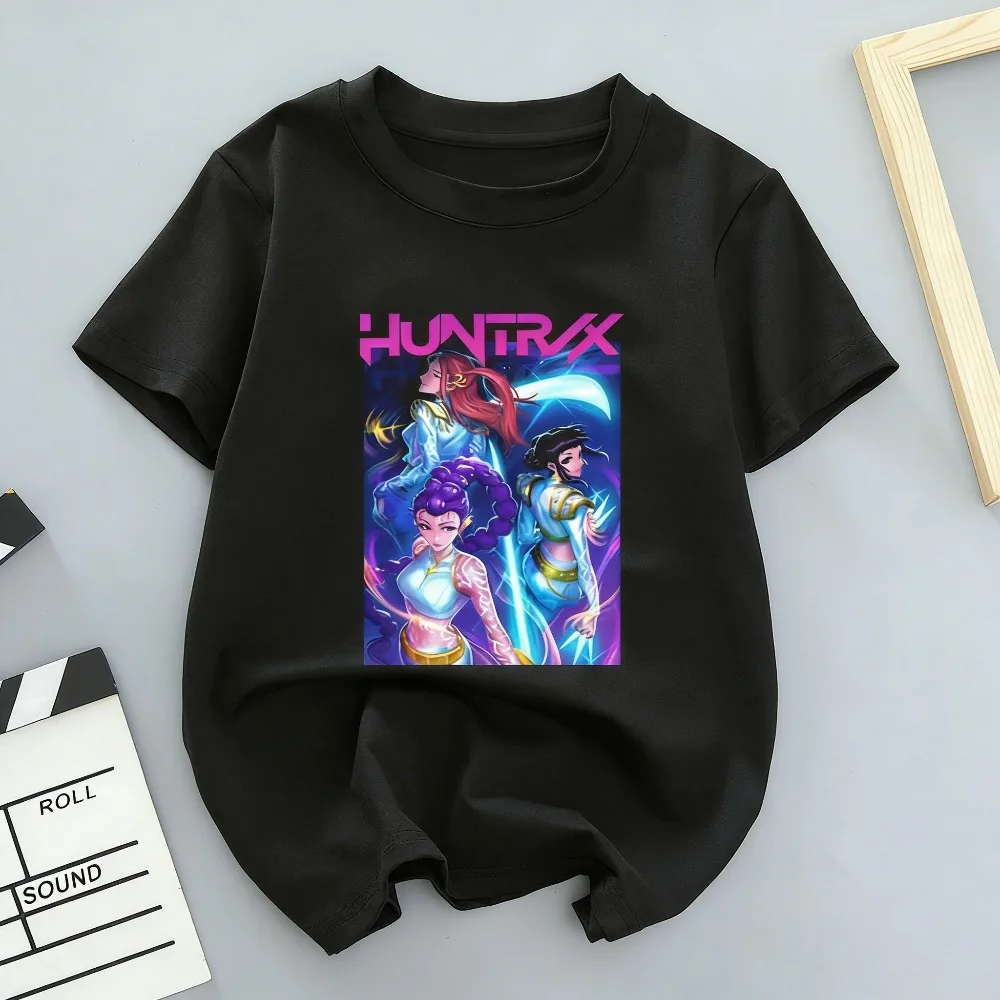 

Women's and Girl's T-Shirt KPop Demon Hunters Tee Rumi Mira Zoey HUNTR/X Short-sleeved Shirt Summer Anime Parent-child Outfit