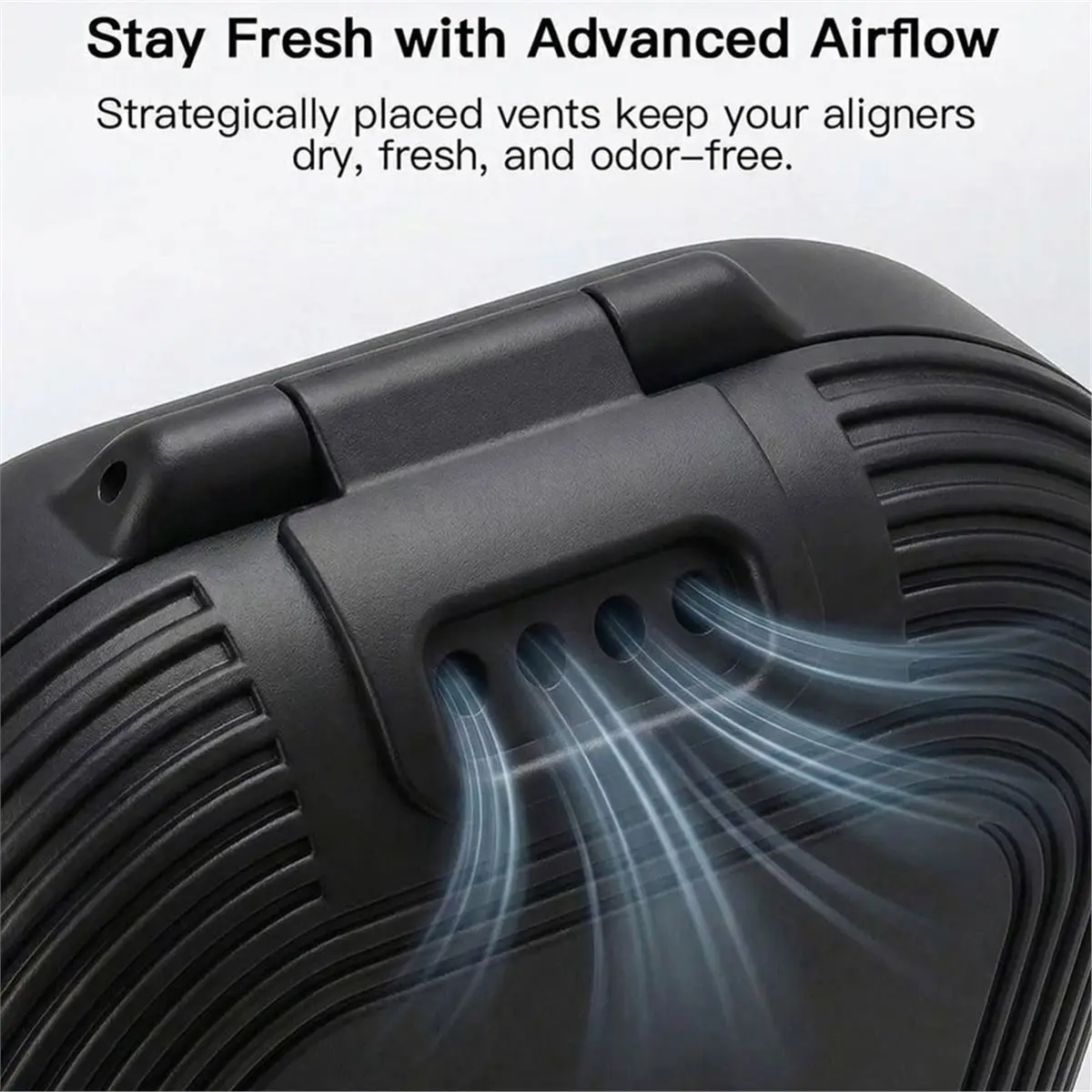 Retainer Case with Vent Holes, Aligner Case for , Portable Aligner Kit, Removable Silicone Liner Black