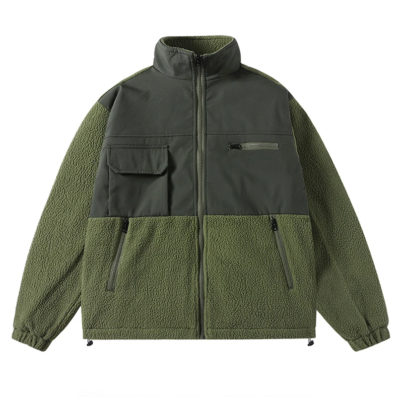 

Куртка Una Reta мужская на молнии, Повседневная парка с карманами, свободная уличная одежда, флисовое соединение, на осень-зиму