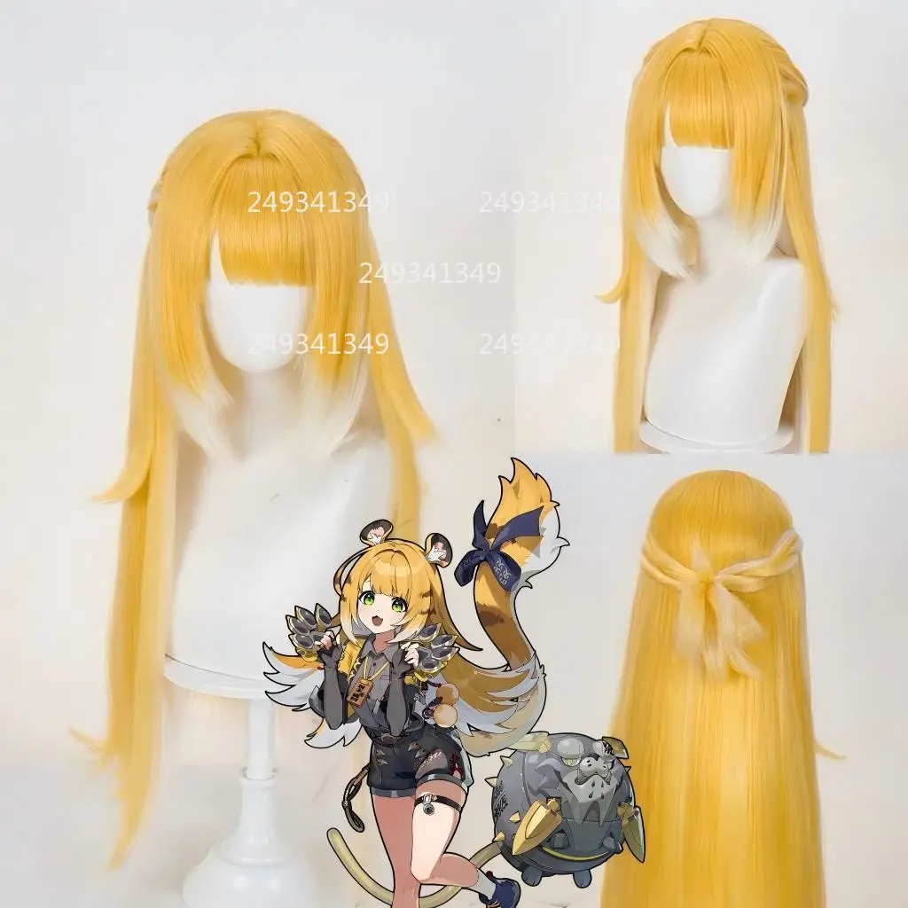 Ju Fufu-Peluca de Cosplay Zenless Zone Zero para mujer, pelo largo liso naranja, accesorios de disfraz de escenario Comic-con, accesorios para fiesta de Halloween