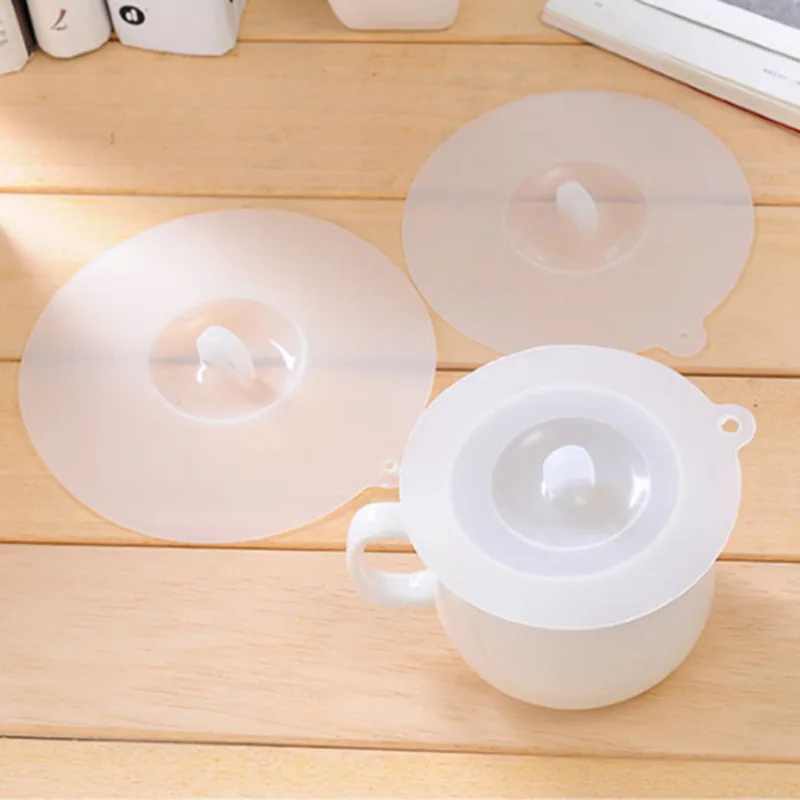 Cup Lids Universal White Silicone Leakproof Fresh Keeping Lids Heat-resistant Anti Dust Lid Kitchen Gadgets