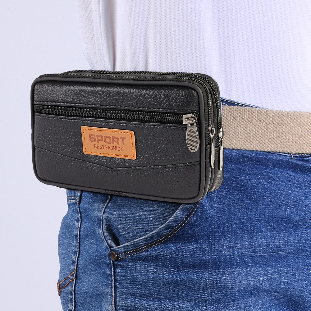 Outdoor Casual Phone Purse Belt Multi-function Men PU Fanny Waist Bags Multifunction Bag Belt Bag Pouch Packs