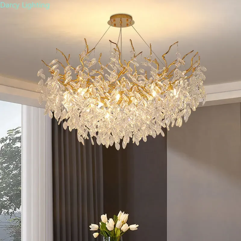 Modern Gold Luxury Crystal Chandeliers for Living Room Large Led Ceiling Chandelier Hanging Lamp Lighting Fixture Room Decor