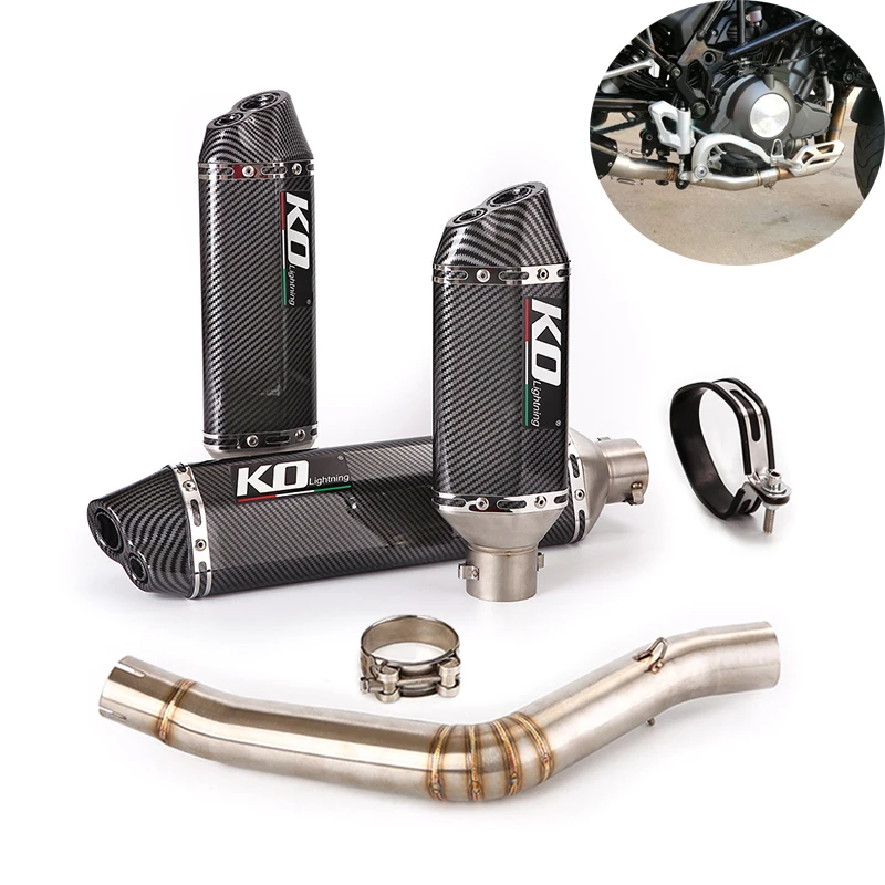 

Exhaust System 51mm Delete Catalyst Motorcycle Middle Link Pipe Muffler Escape Vent Tip Slip On For Benelli Leoncino 500 Trial