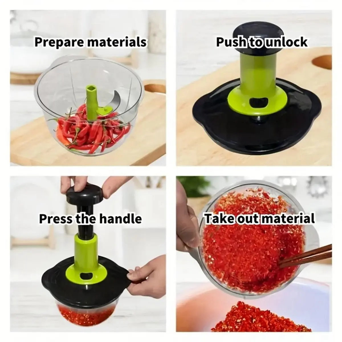 Multifunctional Manual Food Processor with Blade Guard Easy Clean Ergonomic Handle Ideal for Vegetables Garlic Meat