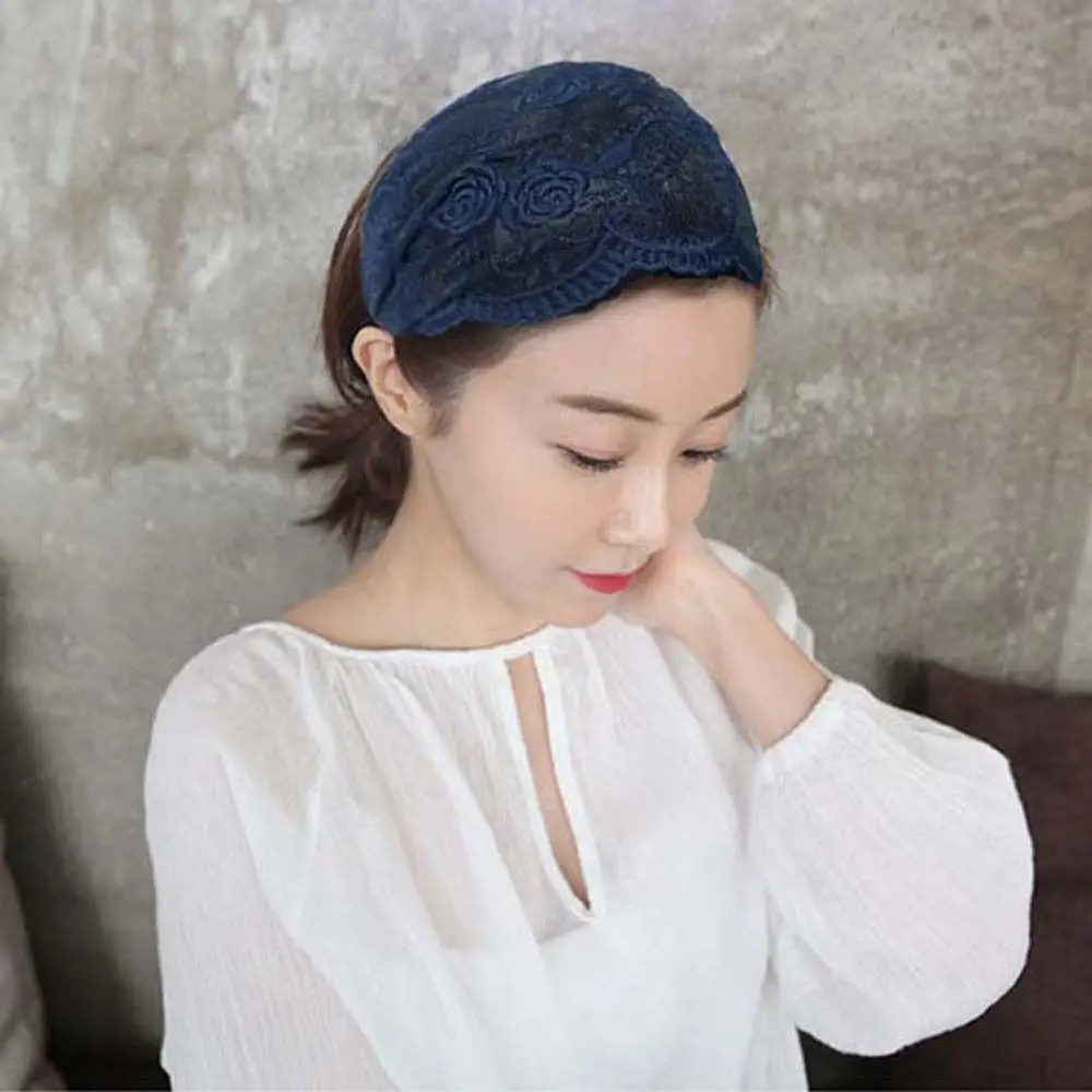 Women Headband Lace Hair Band for Girls Hair Accessories Mesh Flower Hairband Women Wide Side Head Wrap