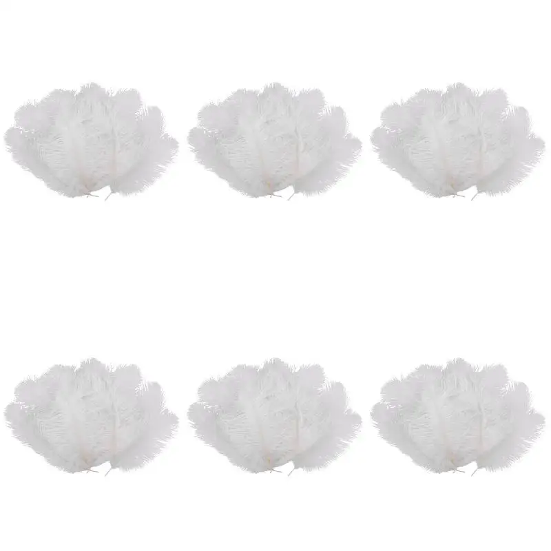6Pack X(White Natural Ostrich Feathers 10 Pieces 20-25cm Wedding DIY