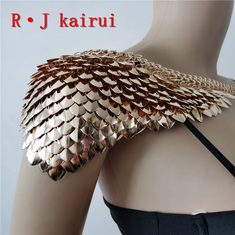 New Fashion Scalemail Mermaid Gold Colour Shoulder Chains Layers Scale Chainmail Single Dragon Scale Shoulder Jewelry