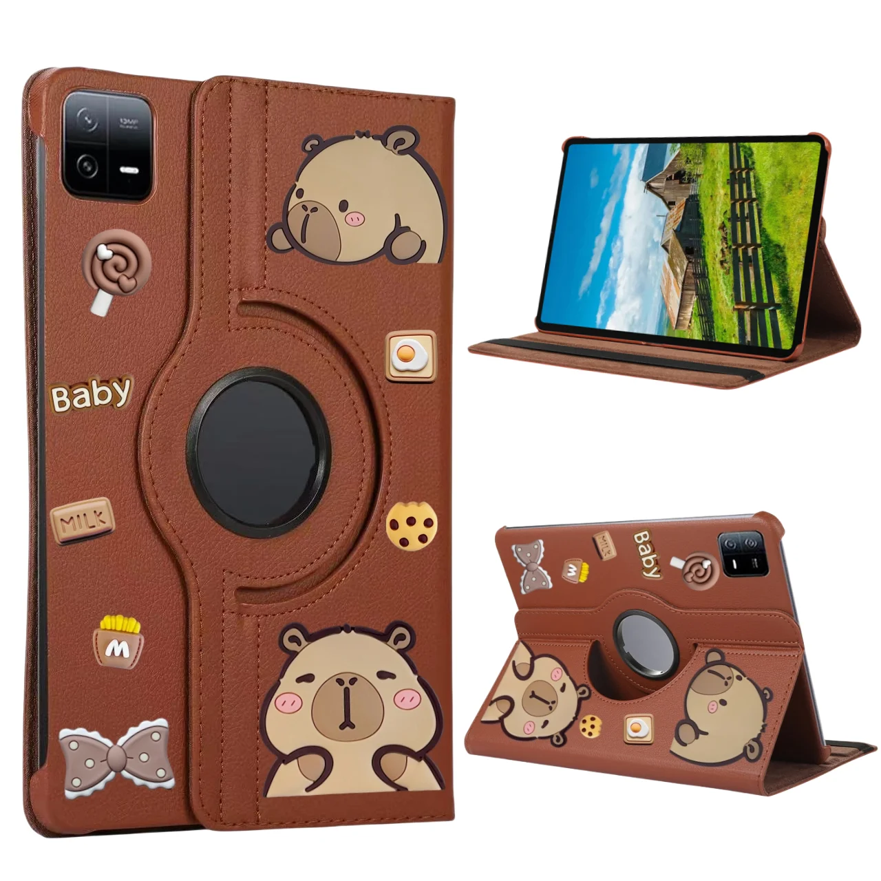 Funda For Xiaomi Pad 7 Case 2024 360 Rotating PU Leather Stand Tablet Cases For Xiaomi Pad 6 Coque For Redmi Pad Pro 12.1 Cover