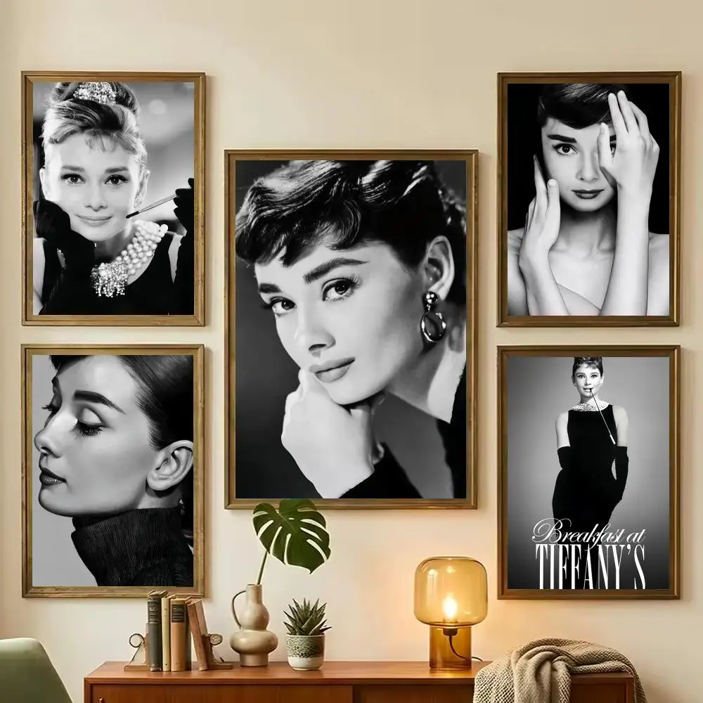 A-Audrey Hepburn Painting Calligraphy Stylish Wall Art Poster, Bedroom Living Room Home Decor Gift
