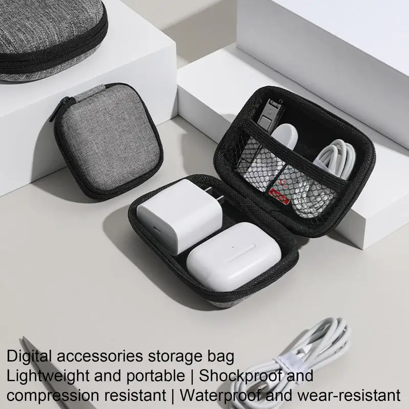 Data Cable Storage Bag Waterproof Travel Organizer Bag Portable Carry Case Double Layers Storage Bag for Cable Cord USB Charger