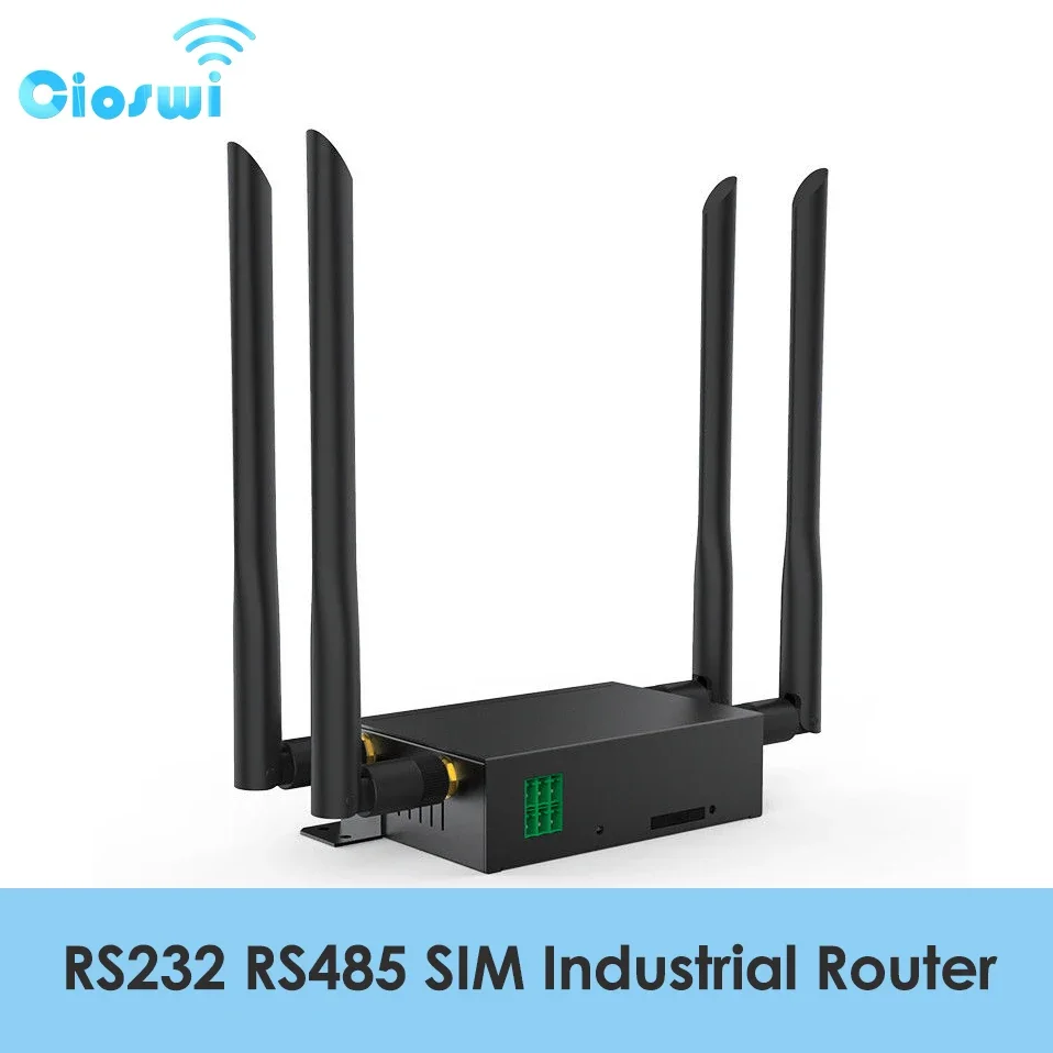 Cioswi 9-36V DTU Industrial Wifi 4G Router SIM Card 300Mbs Openwrt Intelligent RS232 RS485 Port 2.4ghz 4ghz Wifi Extender