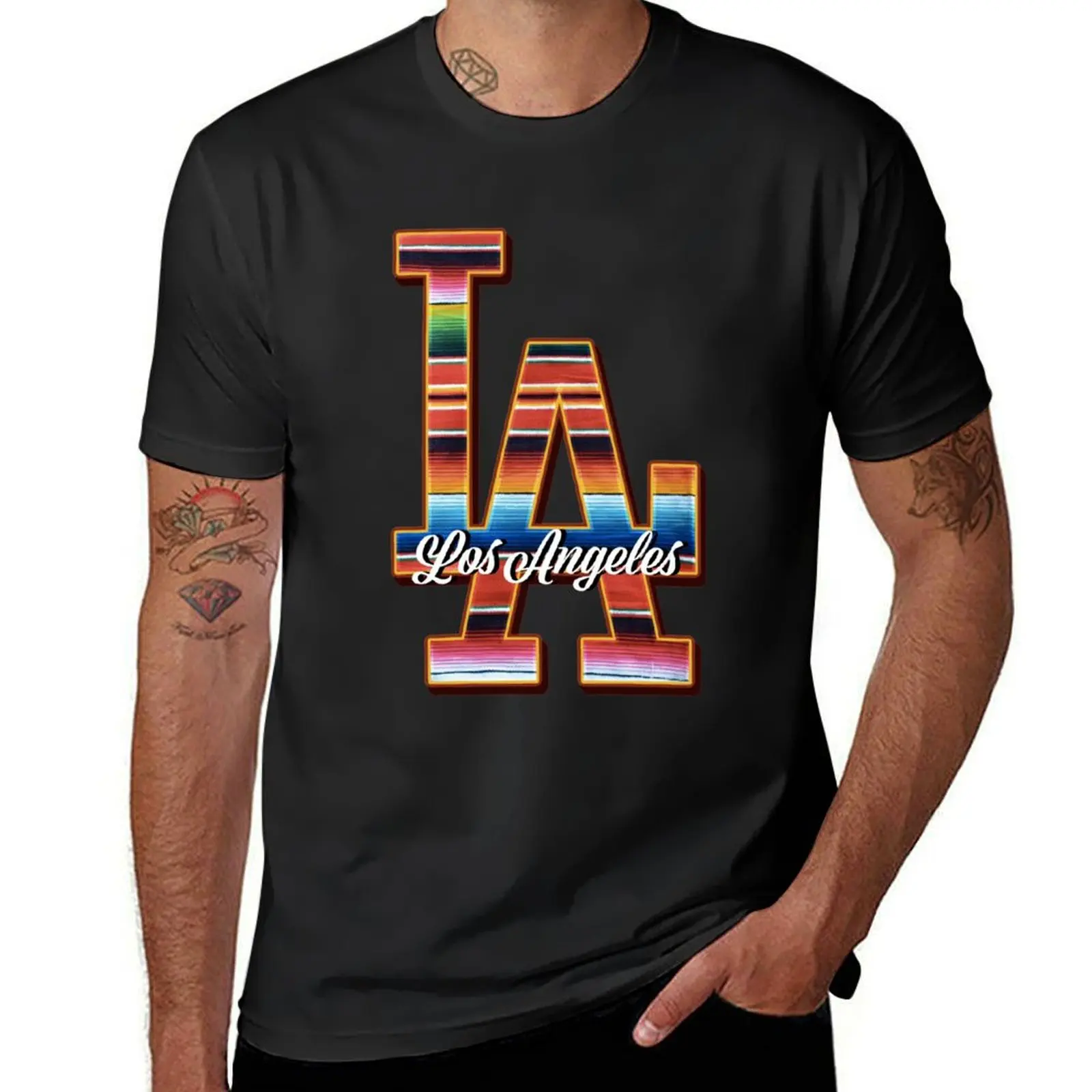 serape Los Angeles shirts latina latino Mexican pride fan art LA posters T-Shirt Aesthetic clothing blanks designer t shirt men